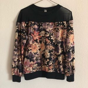 Sheer Shoulder Floral Long Sleeve Tee